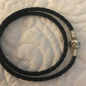 Black Leather Pandora Choker /Wrap Bracelet
